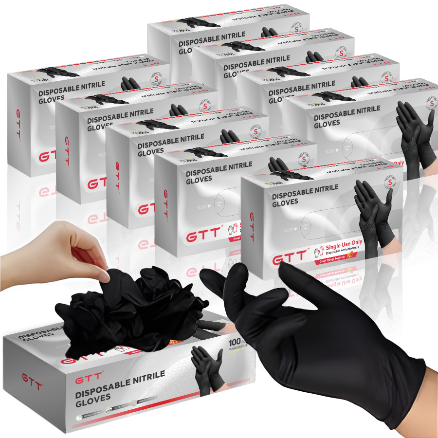 Exam Glove Nitrile - 100-1000 stuks nitril onderzoekshandschoenen, zwart, bulk,