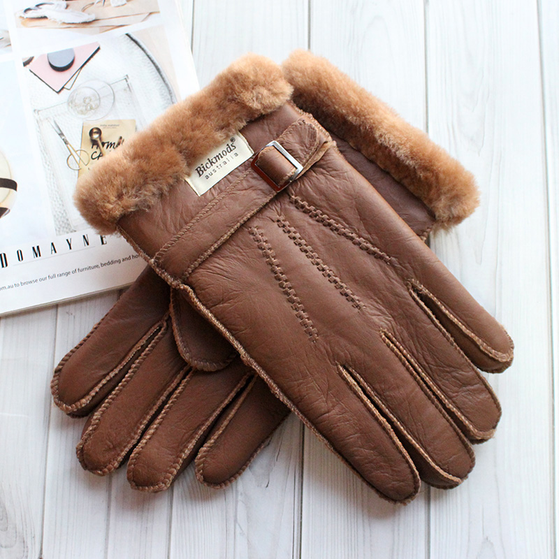 Leather Driving Glove - Handschoenen van schapenvachtbont Heren dik winter