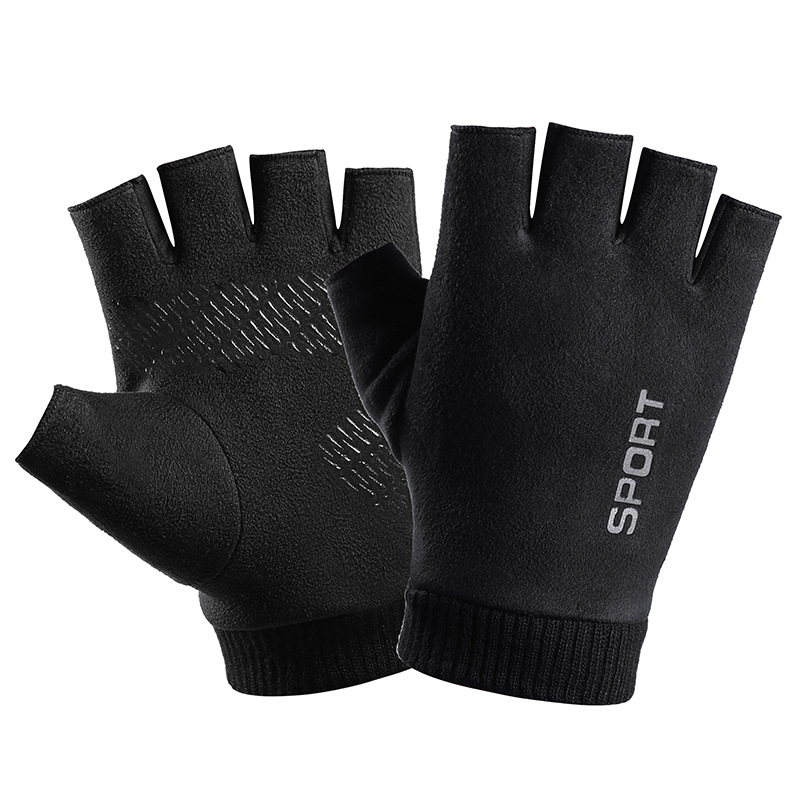 Leather Driving Glove - Mannen Winter Suède Pluche Dikke Half